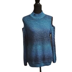 Cleo Blue Ombre Cold Shoulder Sweater